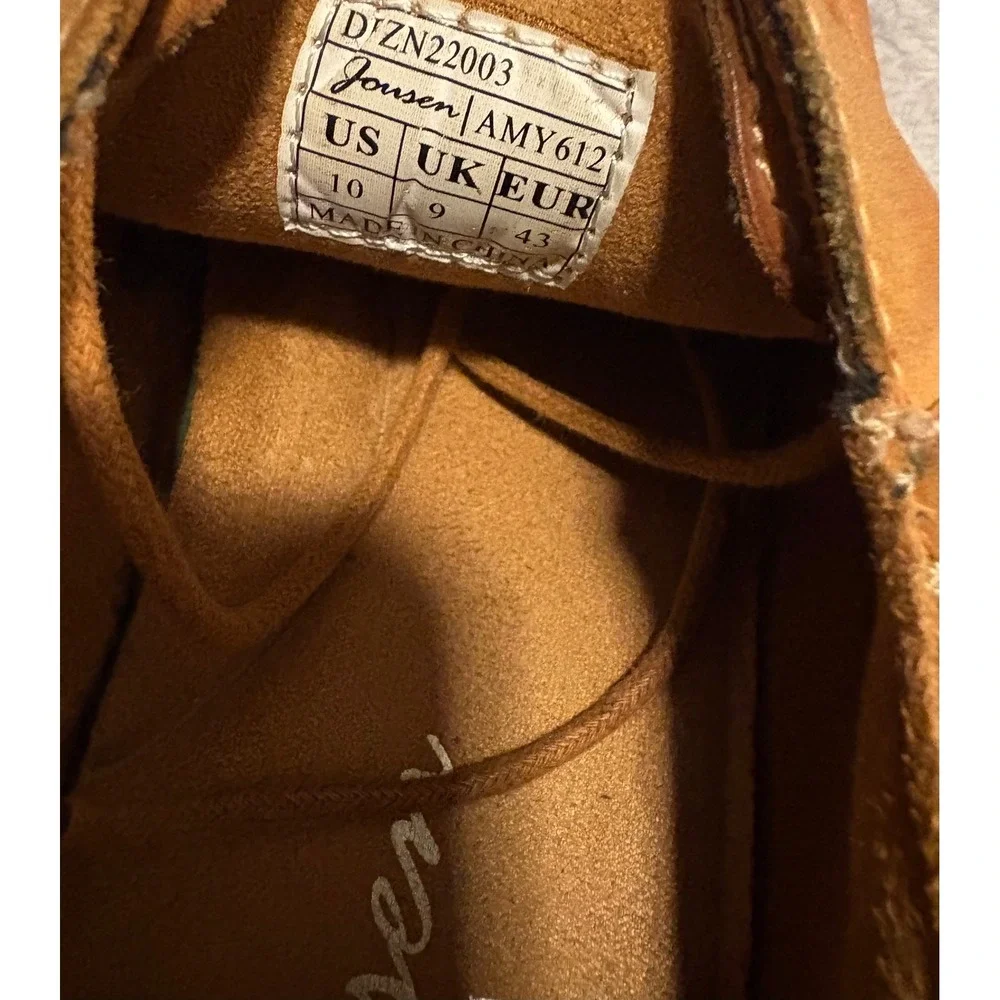 Jousen Milan Mens Tan Brown Leather Derby Dress Shoes Size 10 Lace Up Classic